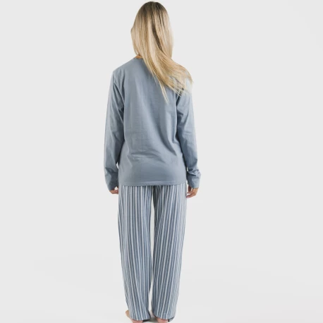 Pijama largo algodón Raya Tomas indigo