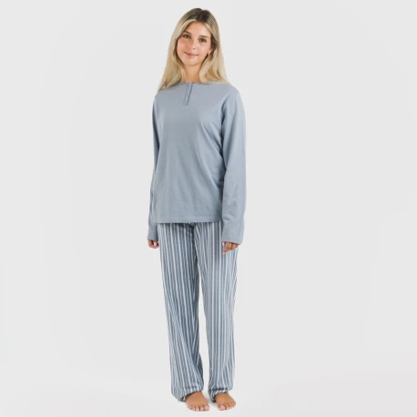 Pijama largo algodón Raya Tomas indigo