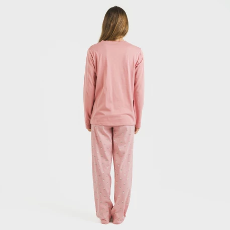 Pijama largo algodón Santi rosa