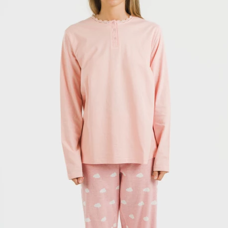 Pijama largo algodón Nubecita rosa