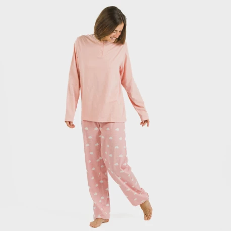 Pijama largo algodón Nubecita rosa
