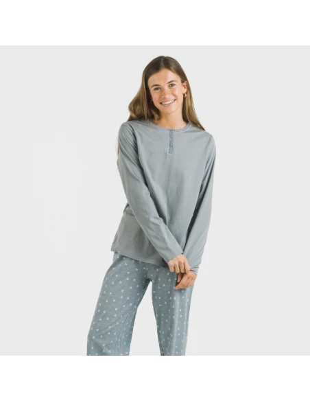 Pijama largo algodón Lives indigo