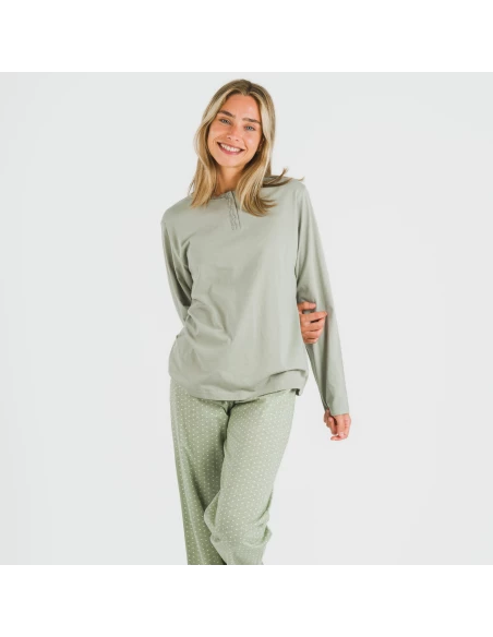 Pijama largo algodón Steve verde caceria