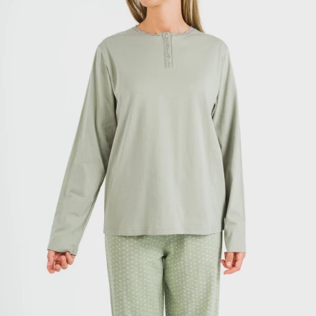 Pijama largo algodón Steve verde caceria