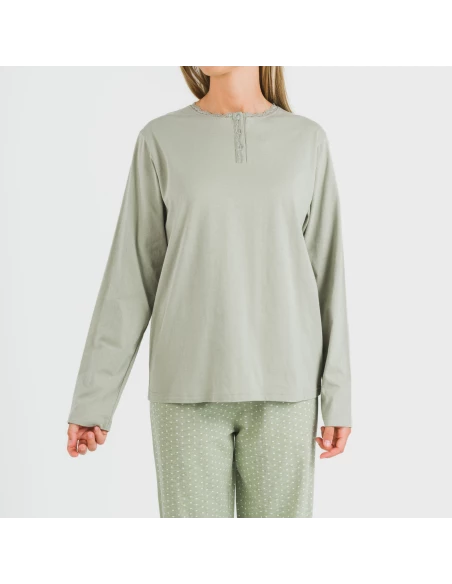 Pijama largo algodón Steve verde caceria