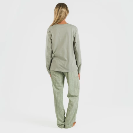 Pijama largo algodón Steve verde caceria