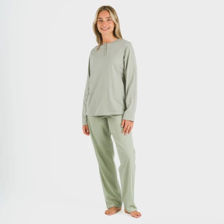 Pijama largo algodón Steve verde caceria