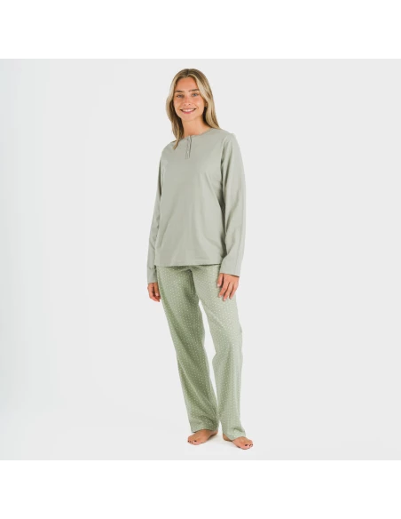 Pijama largo algodón Steve verde caceria