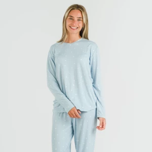 Pijama largo mujer soft Ambarina celeste 2