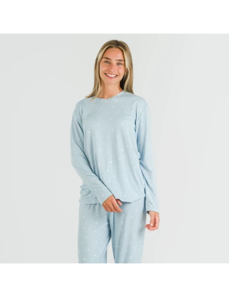 Pijama largo mujer soft Ambarina celeste