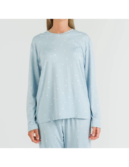Pijama largo mujer soft Ambarina celeste