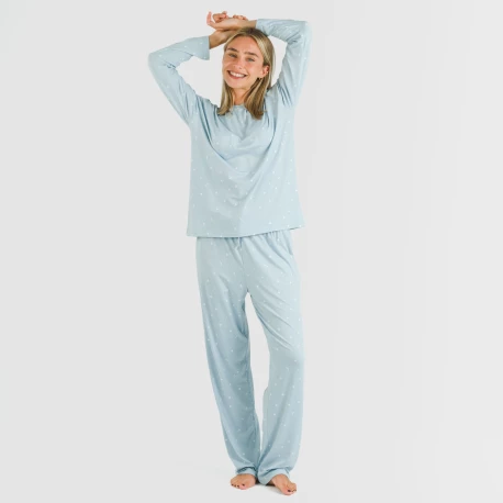 Pijama largo mujer soft Ambarina celeste