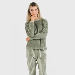 Pijama terciopelo Raya Astria verde cacería