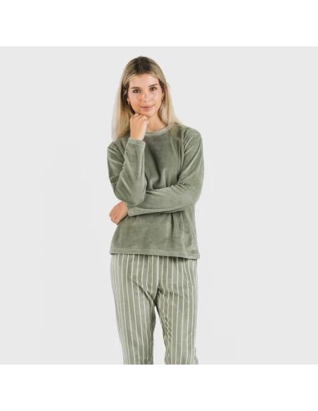 Pijama terciopelo Raya Astria verde cacería