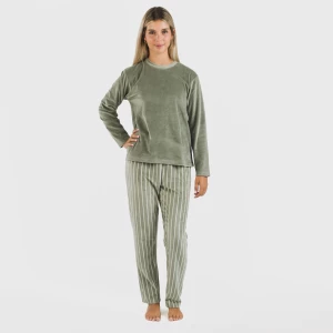 Pijama terciopelo Raya Astria verde cacería 2