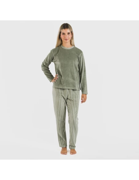 Pijama terciopelo Raya Astria verde cacería