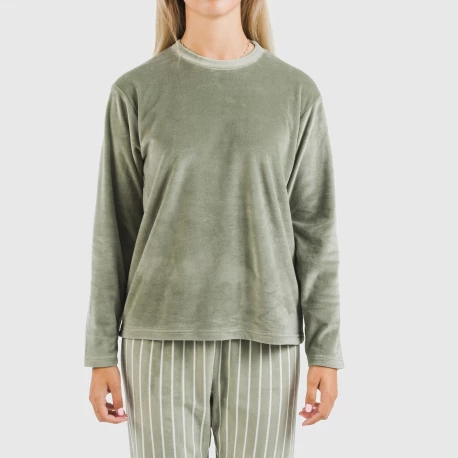 Pijama terciopelo Raya Astria verde cacería