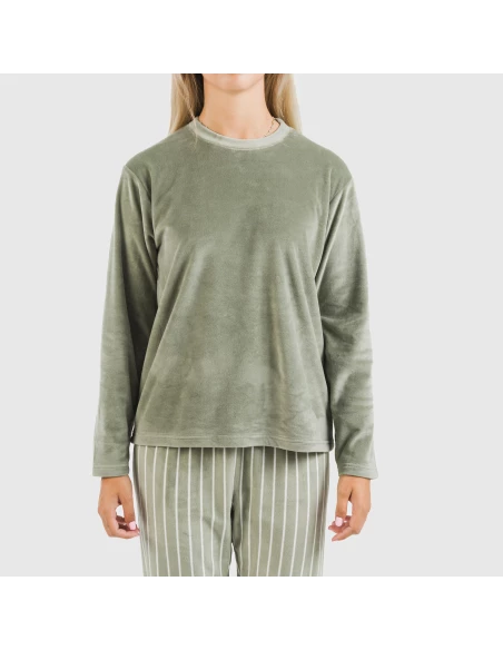 Pijama terciopelo Raya Astria verde cacería