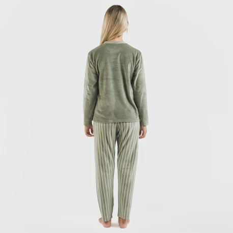 Pijama terciopelo Raya Astria verde cacería