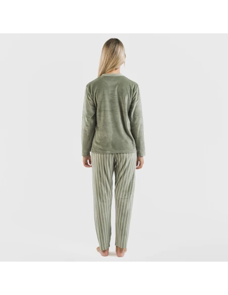 Pijama terciopelo Raya Astria verde cacería