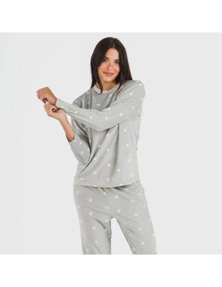 Pijama terciopelo Praga gris claro