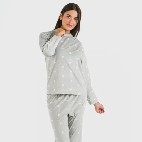 Pijama terciopelo Praga gris claro