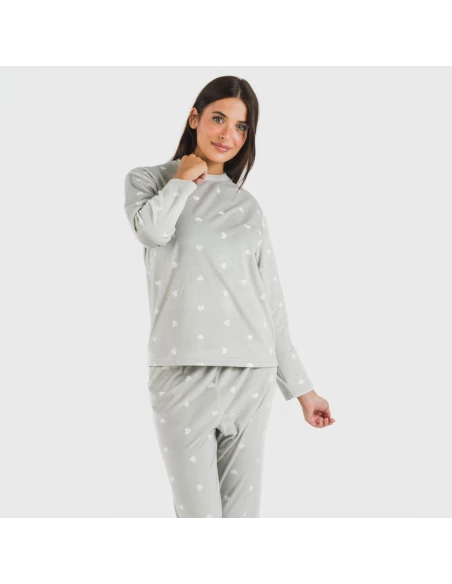 Pijama terciopelo Praga gris claro