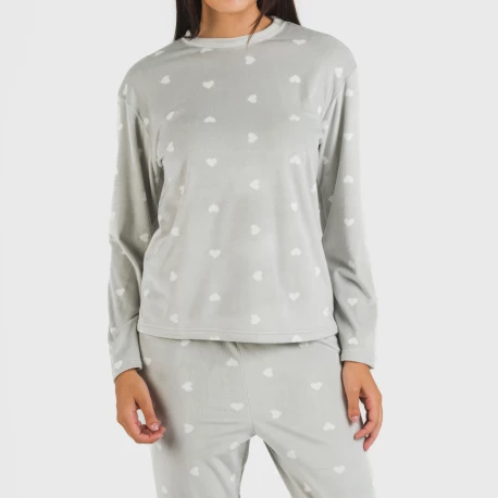 Pijama terciopelo Praga gris claro