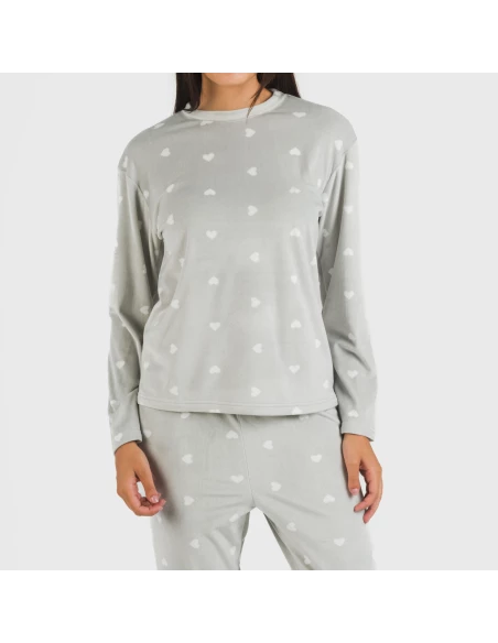Pijama terciopelo Praga gris claro