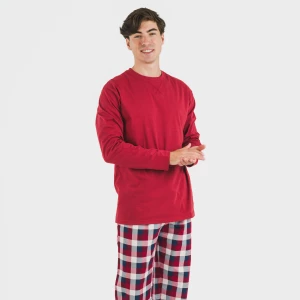 Pijama hombre franela Cuadro Ferni burdeos 2