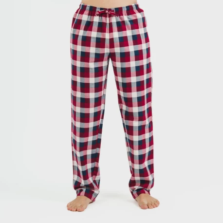 Pijama hombre franela Cuadro Ferni burdeos