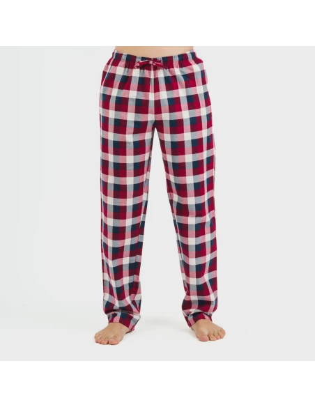Pijama hombre franela Cuadro Ferni burdeos
