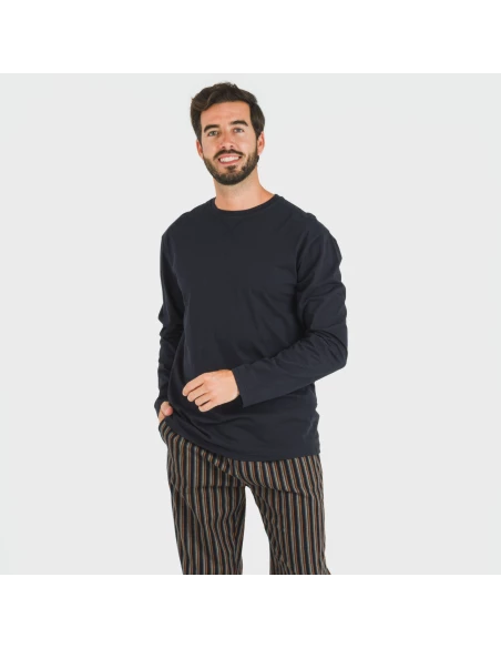 Pijama hombre franela Raya Vermont azul marino