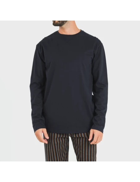 Pijama hombre franela Raya Vermont azul marino