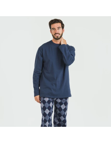 Pijama hombre franela Darsiriki azul