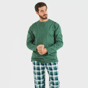 Pijama hombre franela Cuadro Ferni verde 2