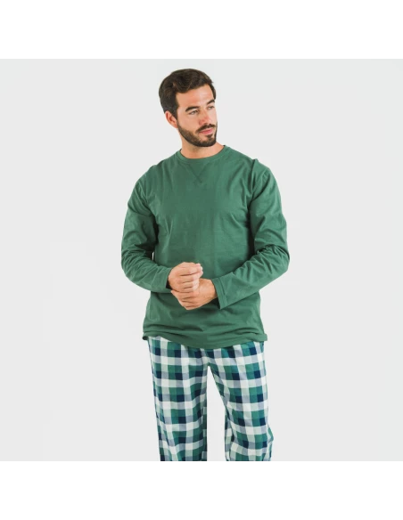 Pijama hombre franela Cuadro Ferni verde