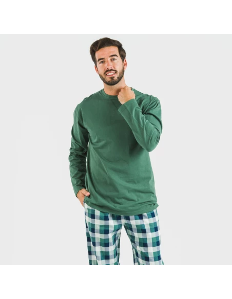 Pijama hombre franela Cuadro Ferni verde