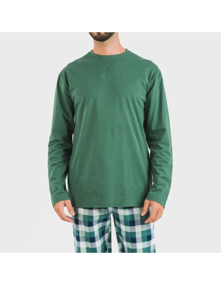 Pijama hombre franela Cuadro Ferni verde