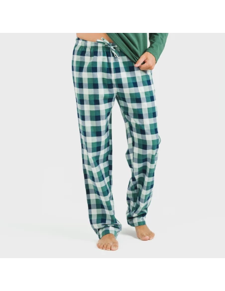 Pijama hombre franela Cuadro Ferni verde