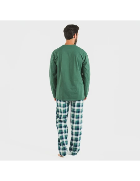 Pijama hombre franela Cuadro Ferni verde