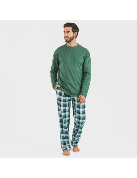 Pijama hombre franela Cuadro Ferni verde