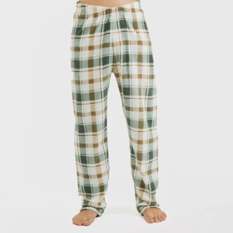 Pijama coral hombre Cuadro Noric verde