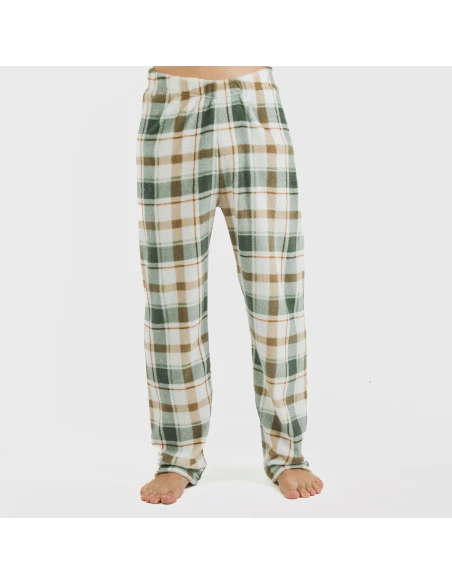 Pijama coral hombre Cuadro Noric verde
