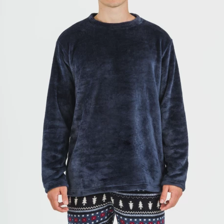 Pijama coral hombre Bradley azul marino