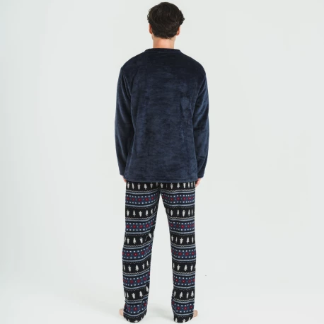 Pijama coral hombre Bradley azul marino