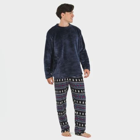 Pijama coral hombre Bradley azul marino