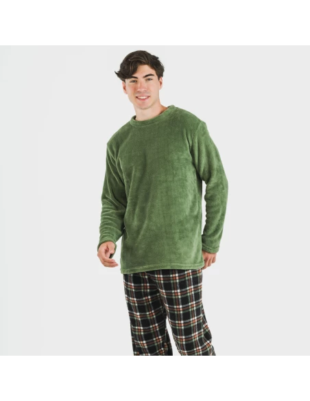 Pijama coral hombre Cuadro Frankurt verde caceria