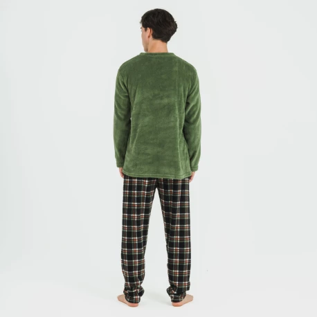 Pijama coral hombre Cuadro Frankurt verde caceria