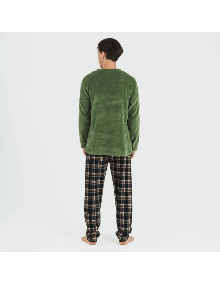 Pijama coral hombre Cuadro Frankurt verde caceria